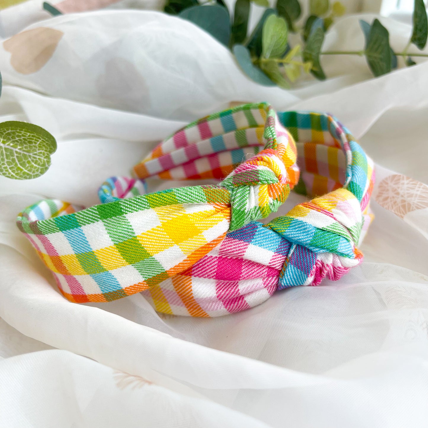 Multicolour Gingham Knot Headband