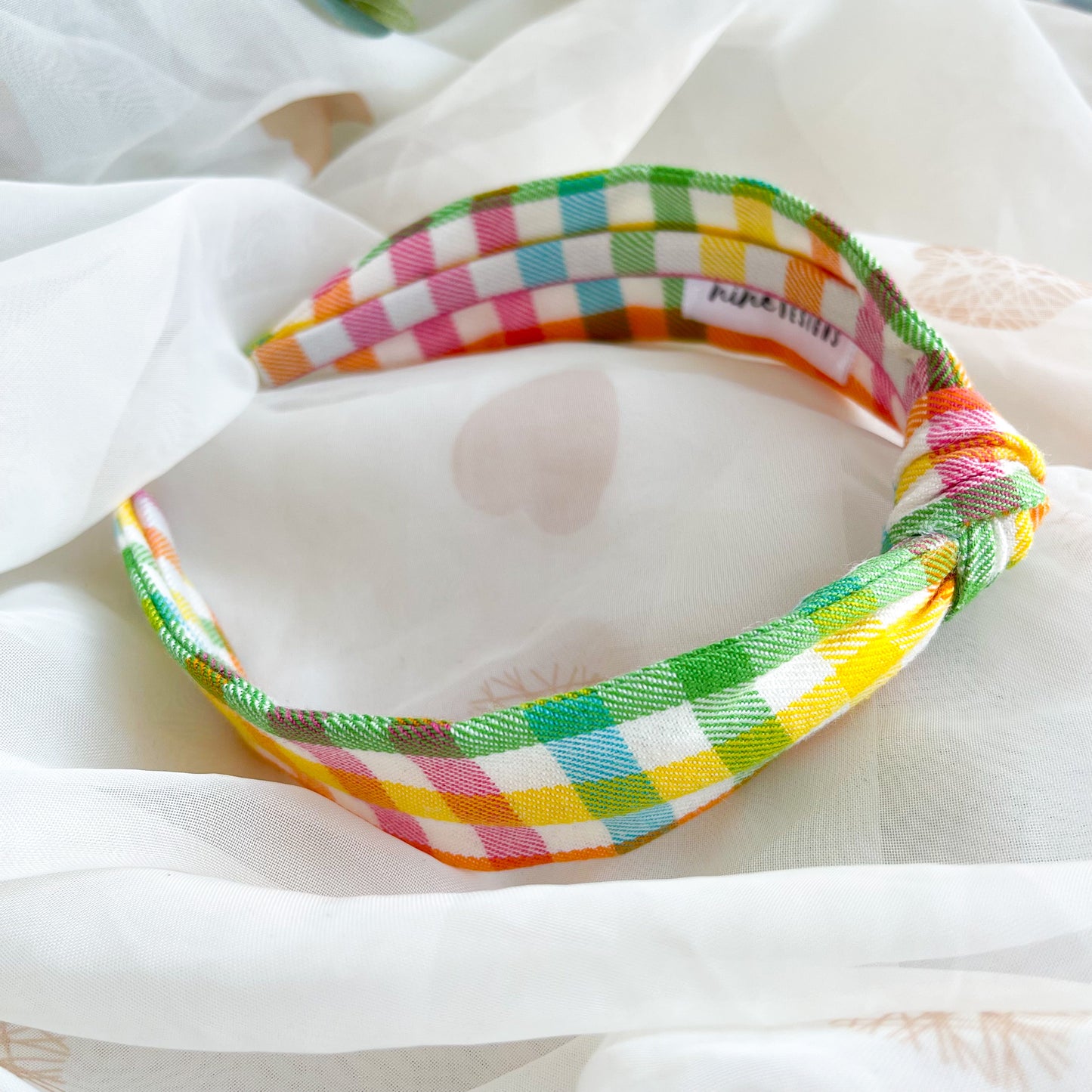 Colourful Gingham MINI Knot Headband