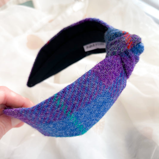 Purple Check Tweed Knot Headband