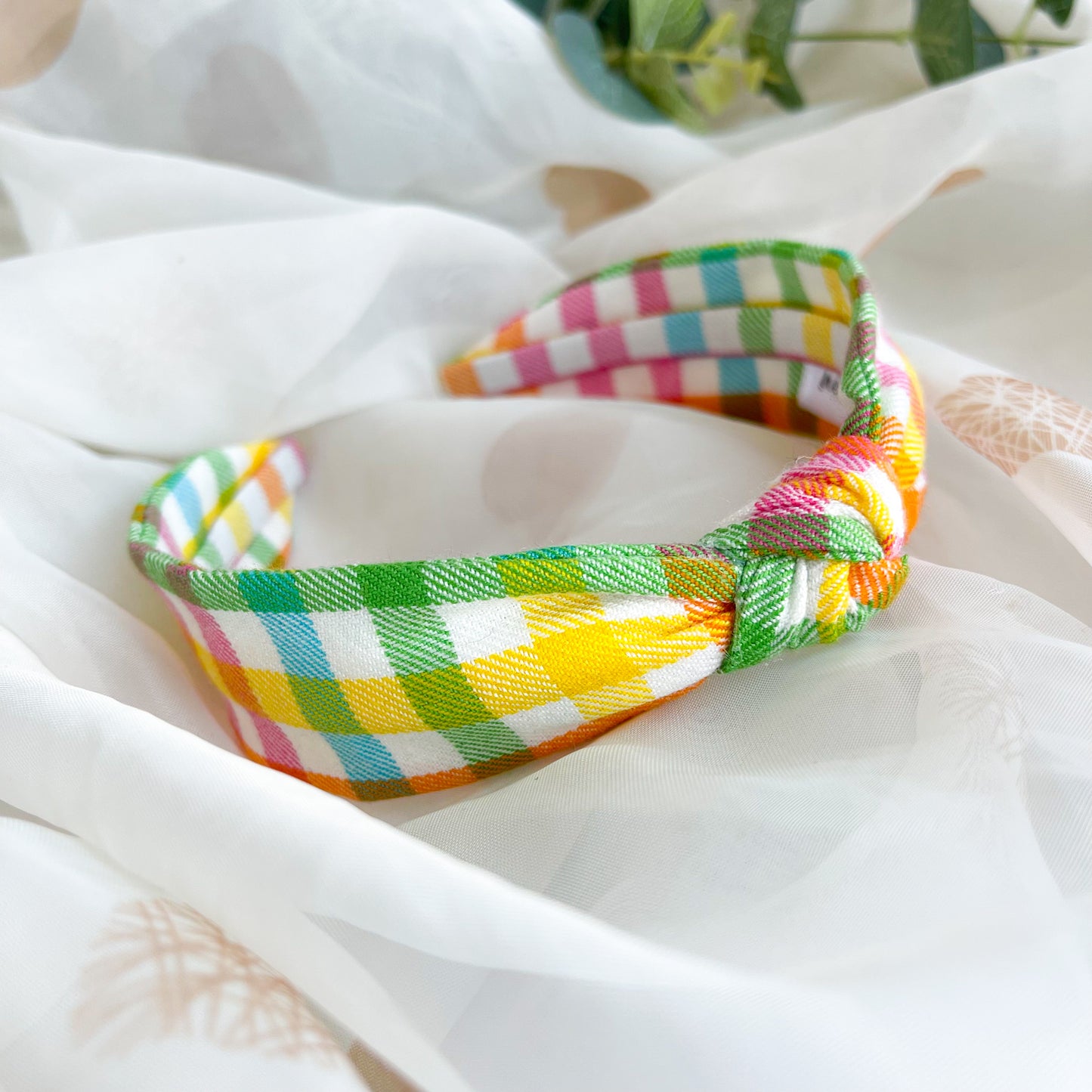 Colourful Gingham MINI Knot Headband