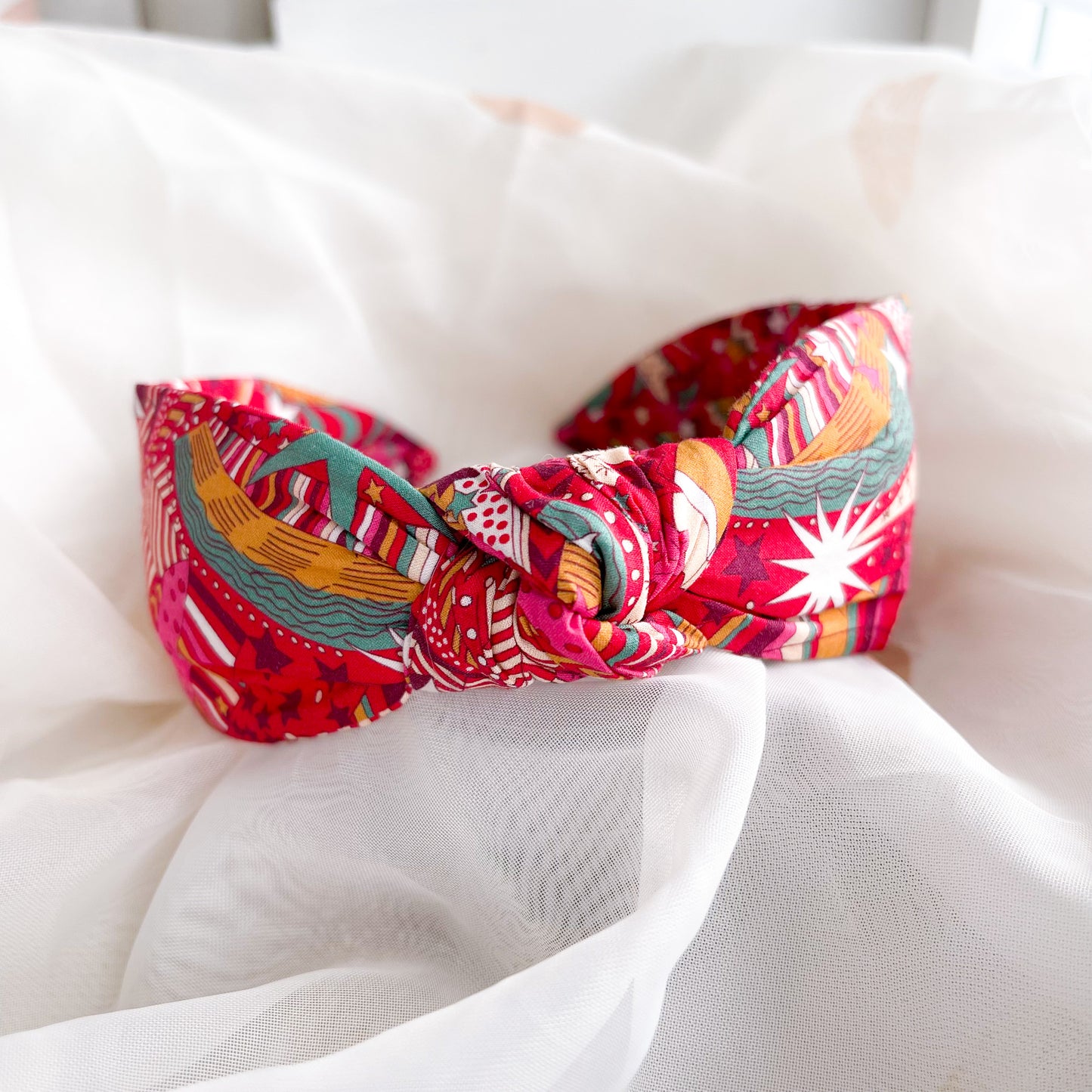 Red My Little Star Liberty of London Print Knot Headband