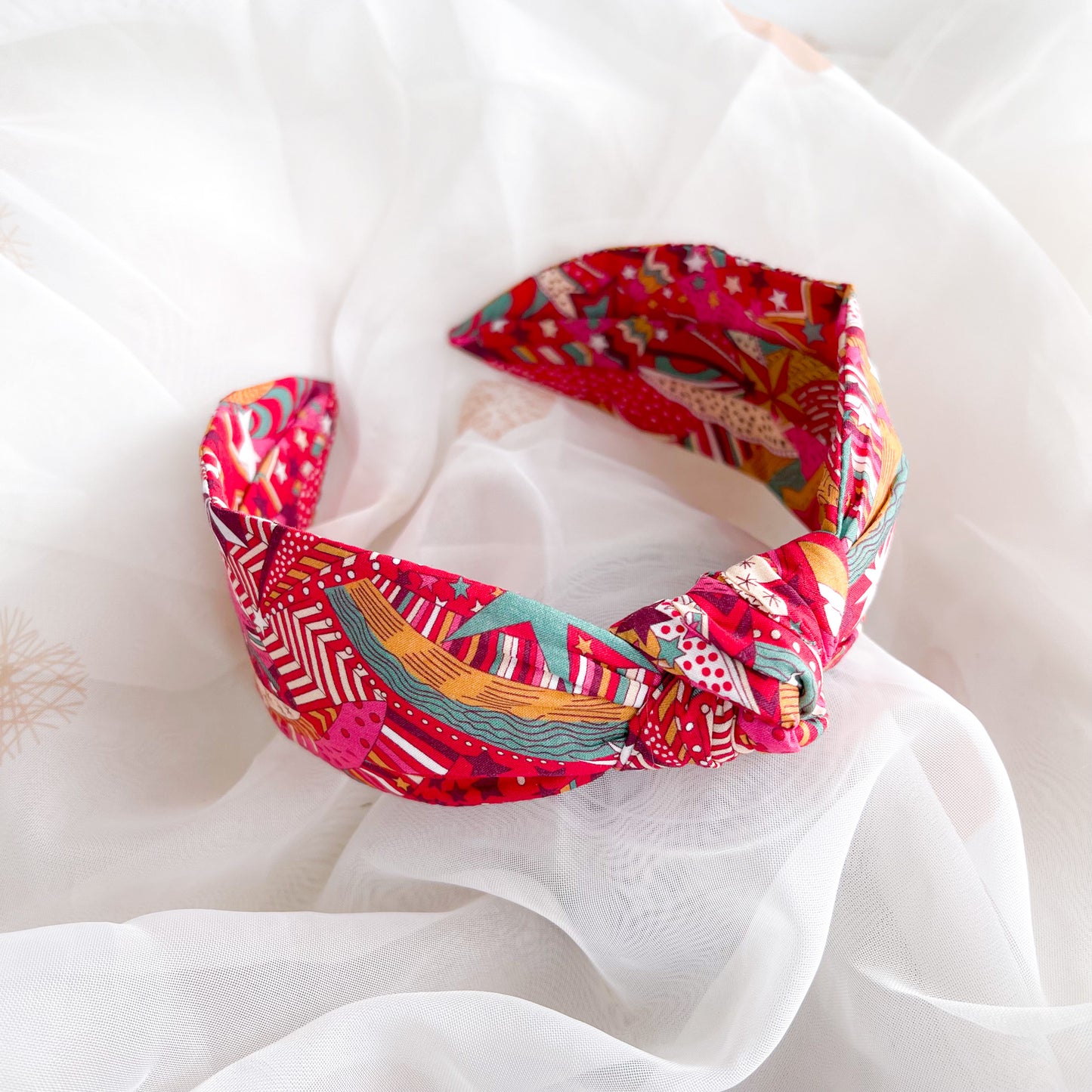 Red My Little Star Liberty of London Print Knot Headband