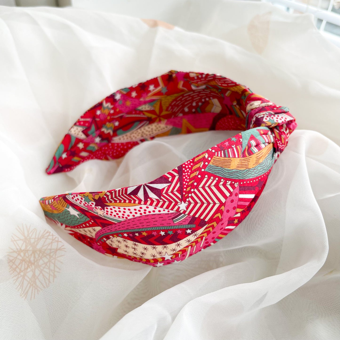 Red My Little Star Liberty of London Print Knot Headband