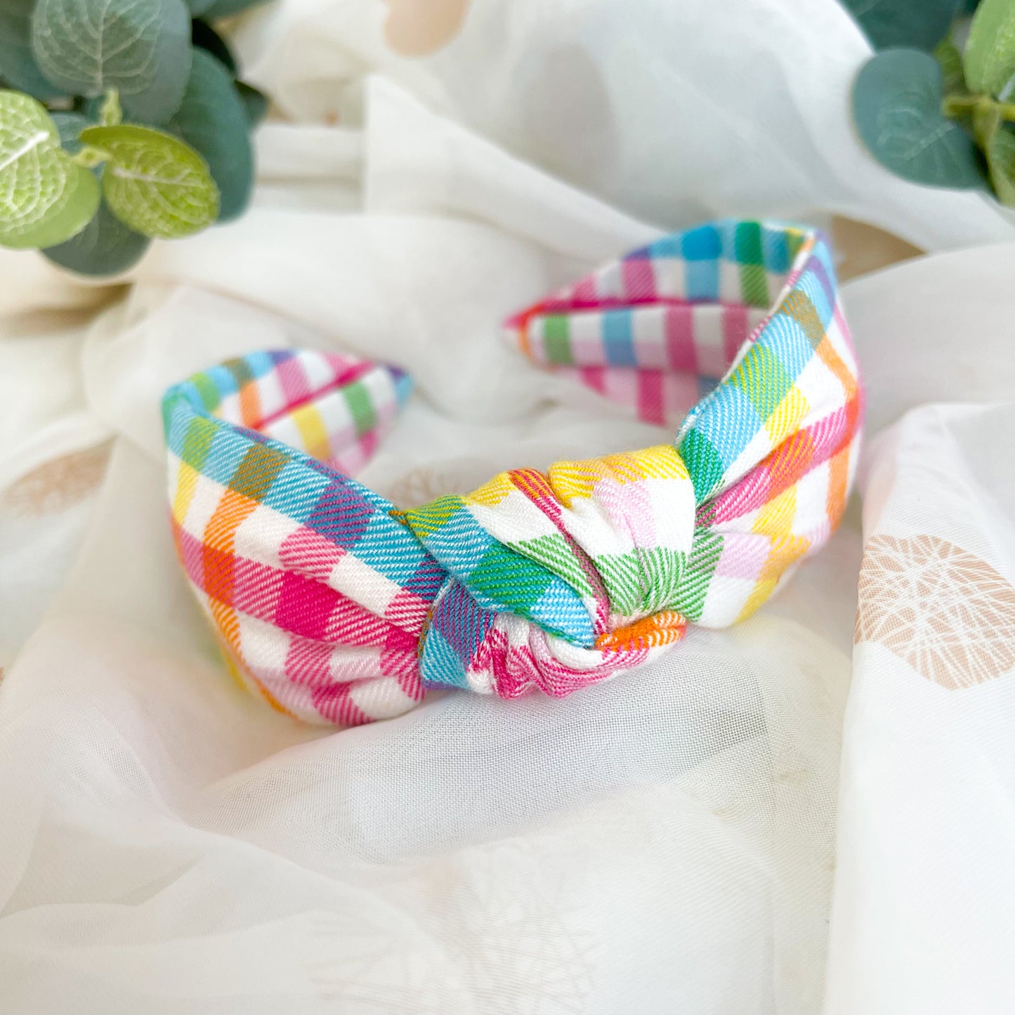 Multicolour Gingham Knot Headband