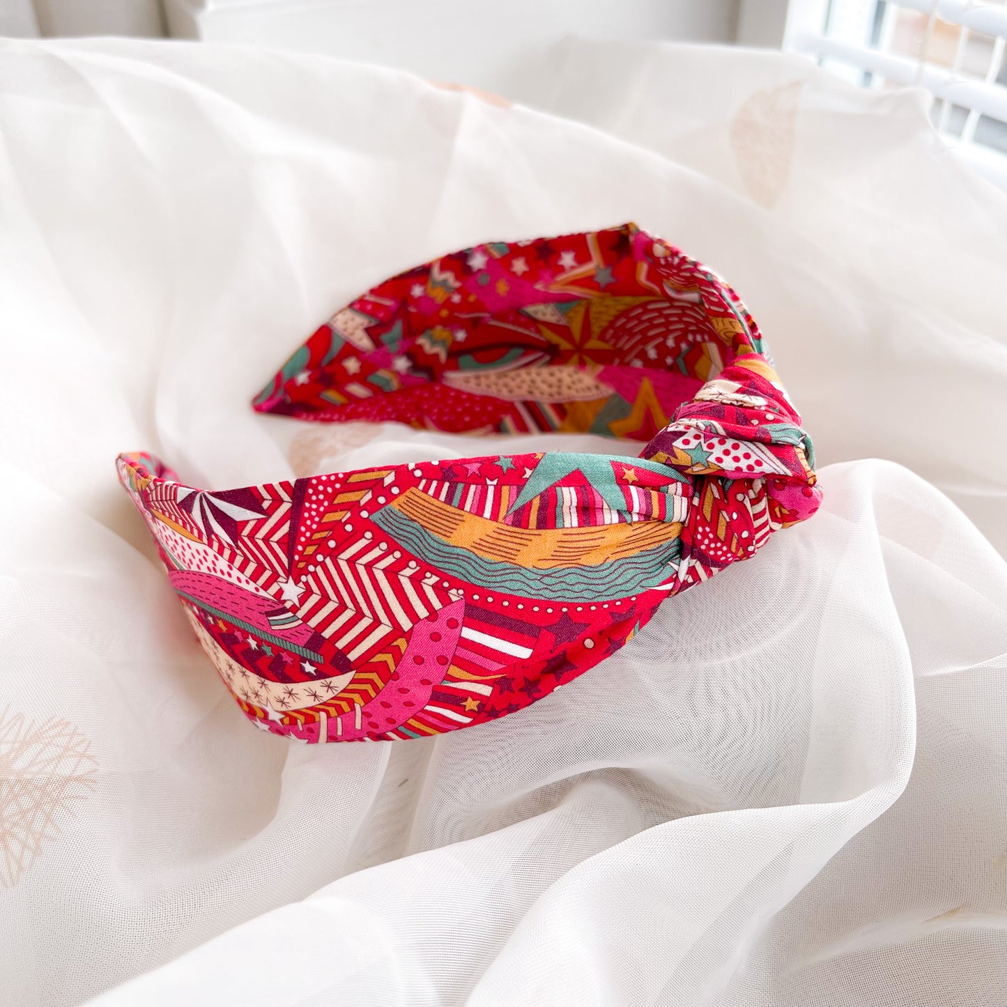 Red My Little Star Liberty of London Print Knot Headband