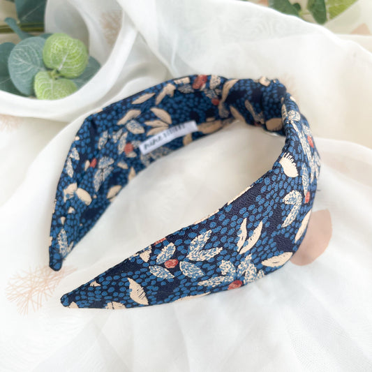 Navy Floral Print Knot Headband