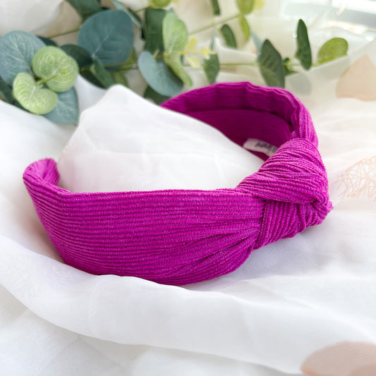Hot Pink Corduroy Knot Headband