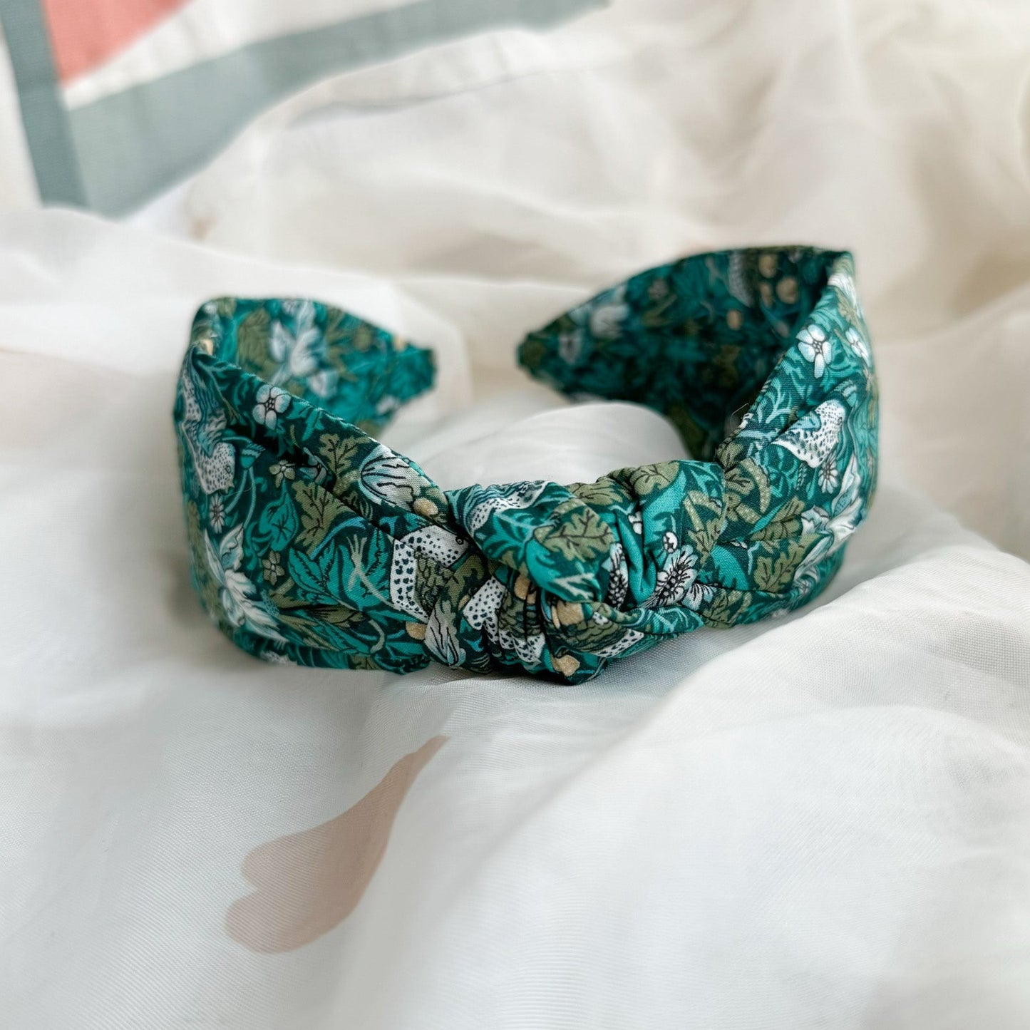 Strawberry Thief Turquoise Print Knot Headband