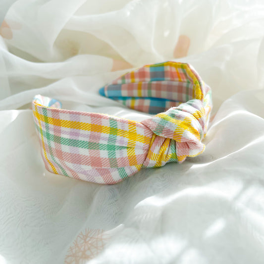 Pastel Tartan Knot Headband