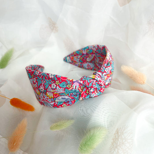 Strawberry Thief Red Liberty of London Print Knot Headband