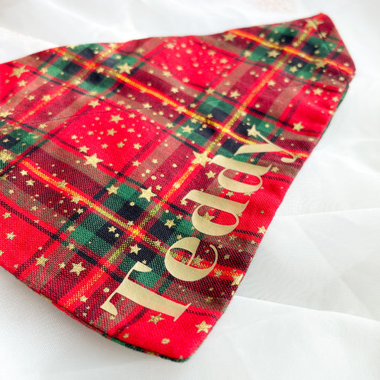 Christmas Personalised Tartan Dog Bandana