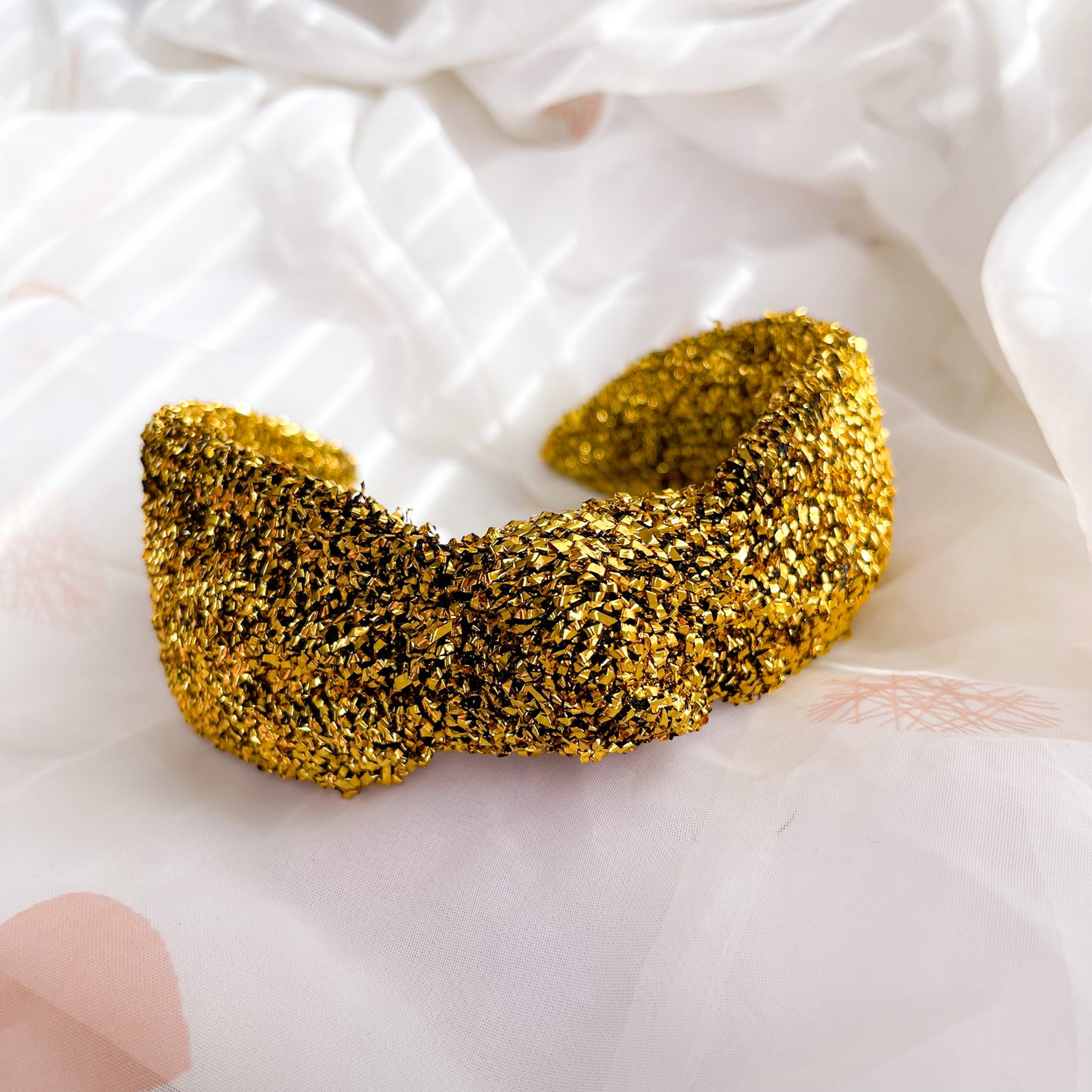 Black Gold Tinsel Knot Headband