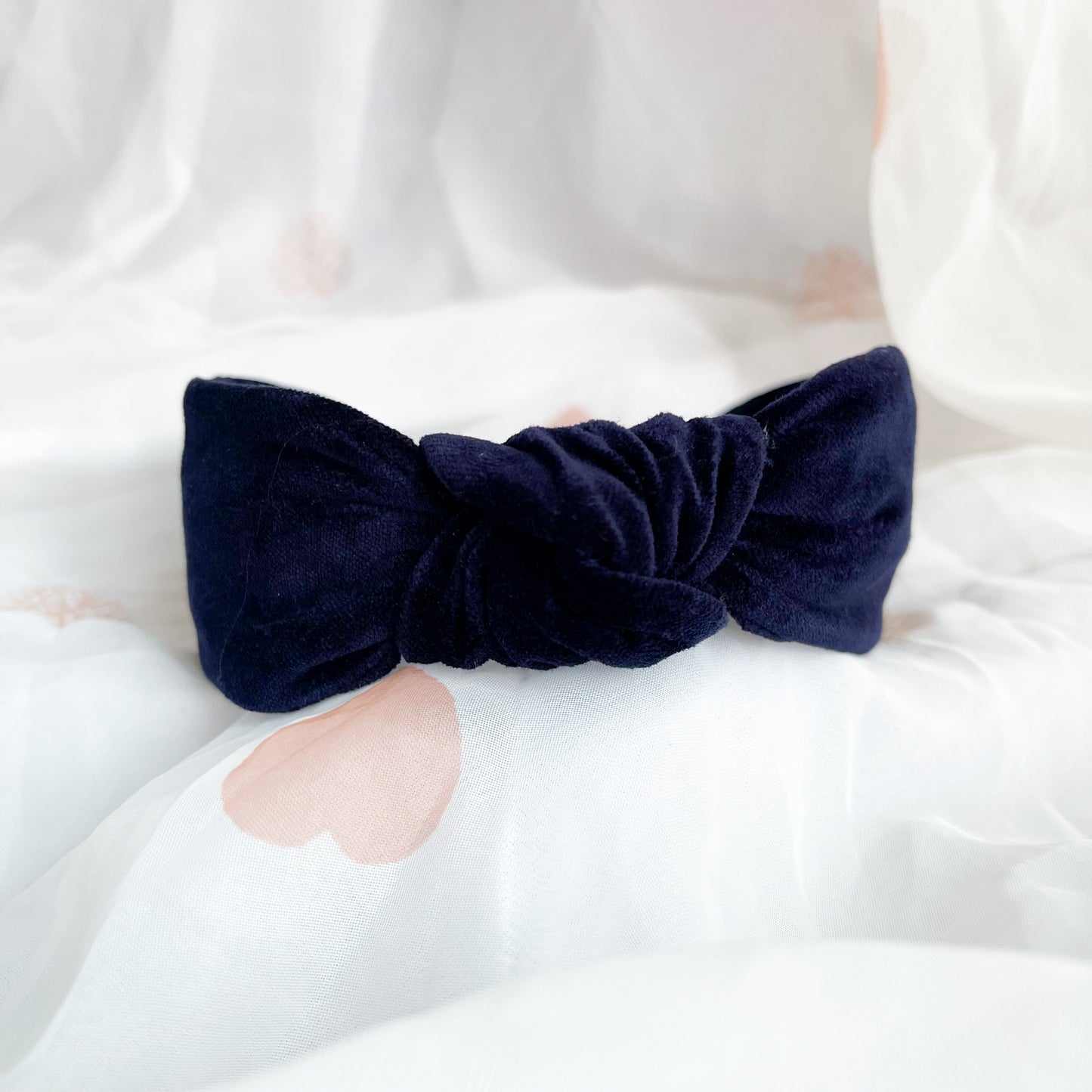 Midnight Blue Velvet Knot Headband