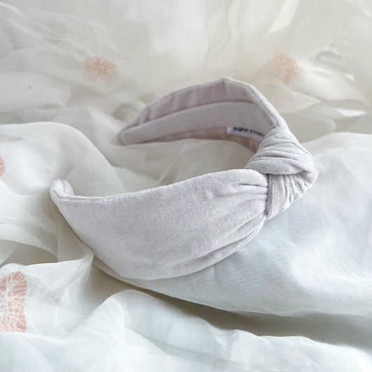 Cream nude knot headband beige neutral hairband for women ladies, cotton velvet hair accessory