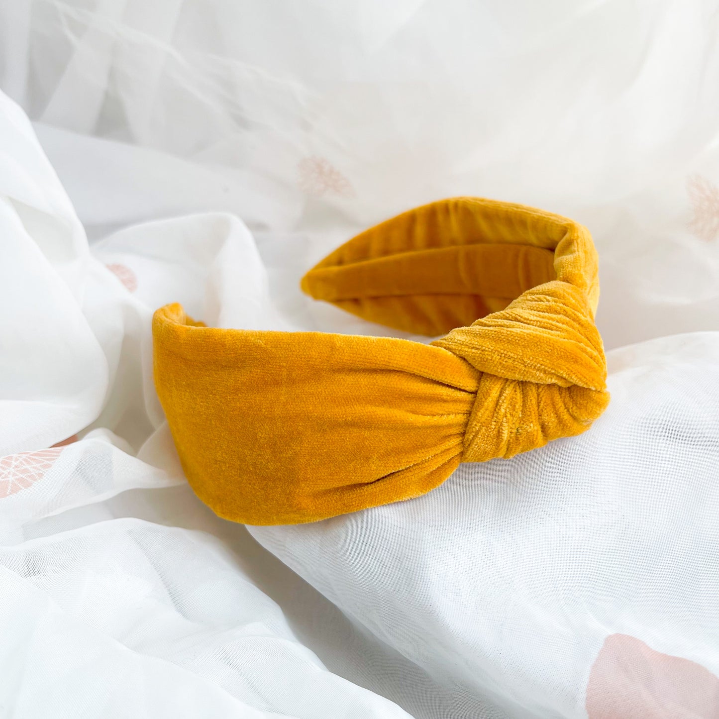 Yellow Velvet Knot Headband