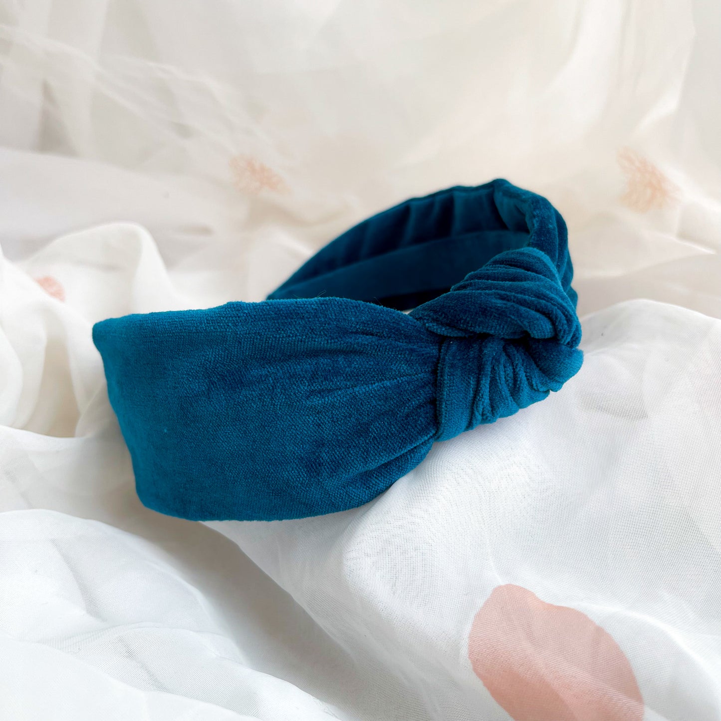 Teal Velvet Knot Headband