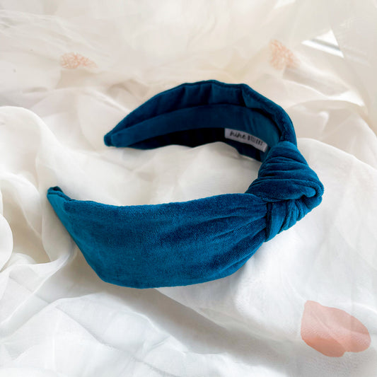 Teal Velvet Knot Headband