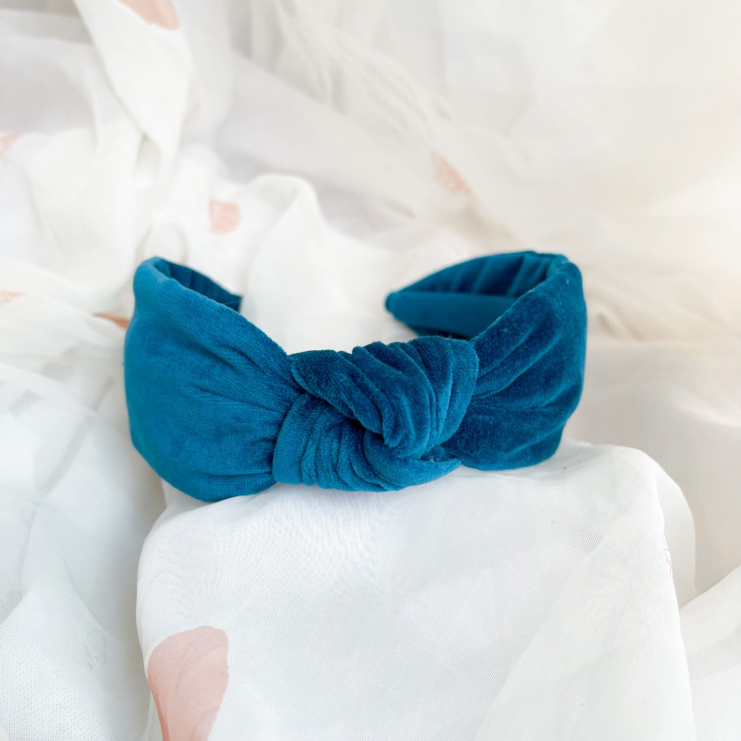 Teal Velvet Knot Headband