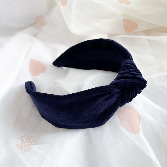 Midnight Blue Velvet Knot Headband