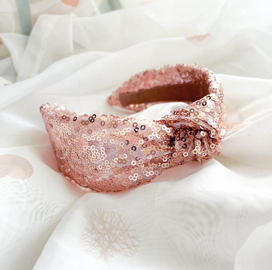 Rose Gold Sequin Knot Headband