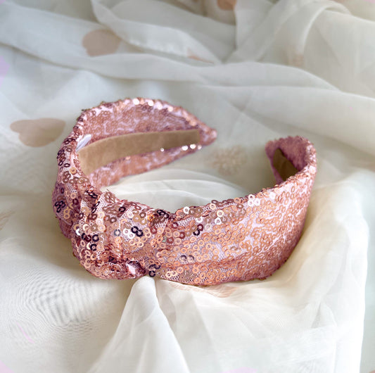Rose Gold Sequin Knot Headband