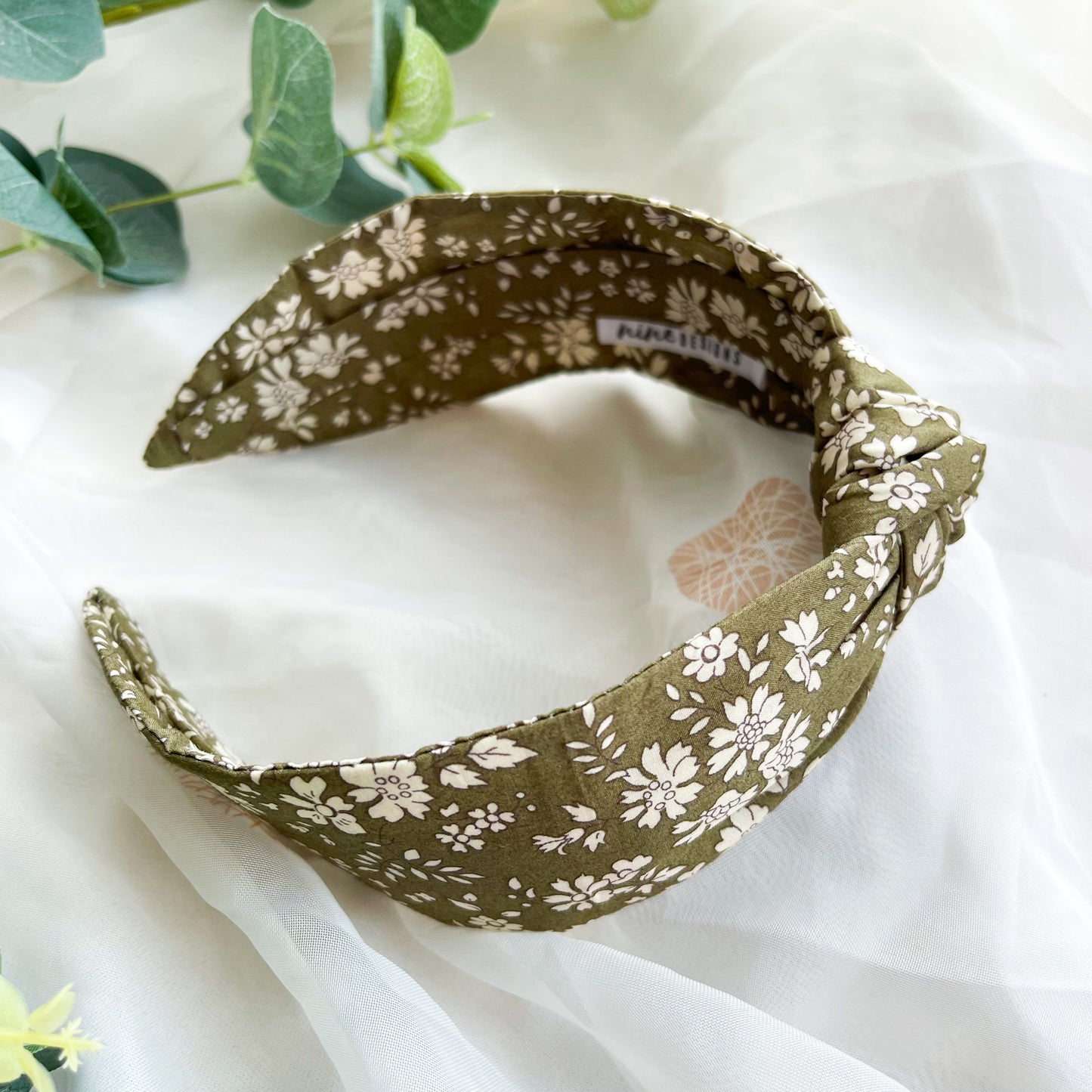 Capel Olive Green Liberty of London Print Knot Headband