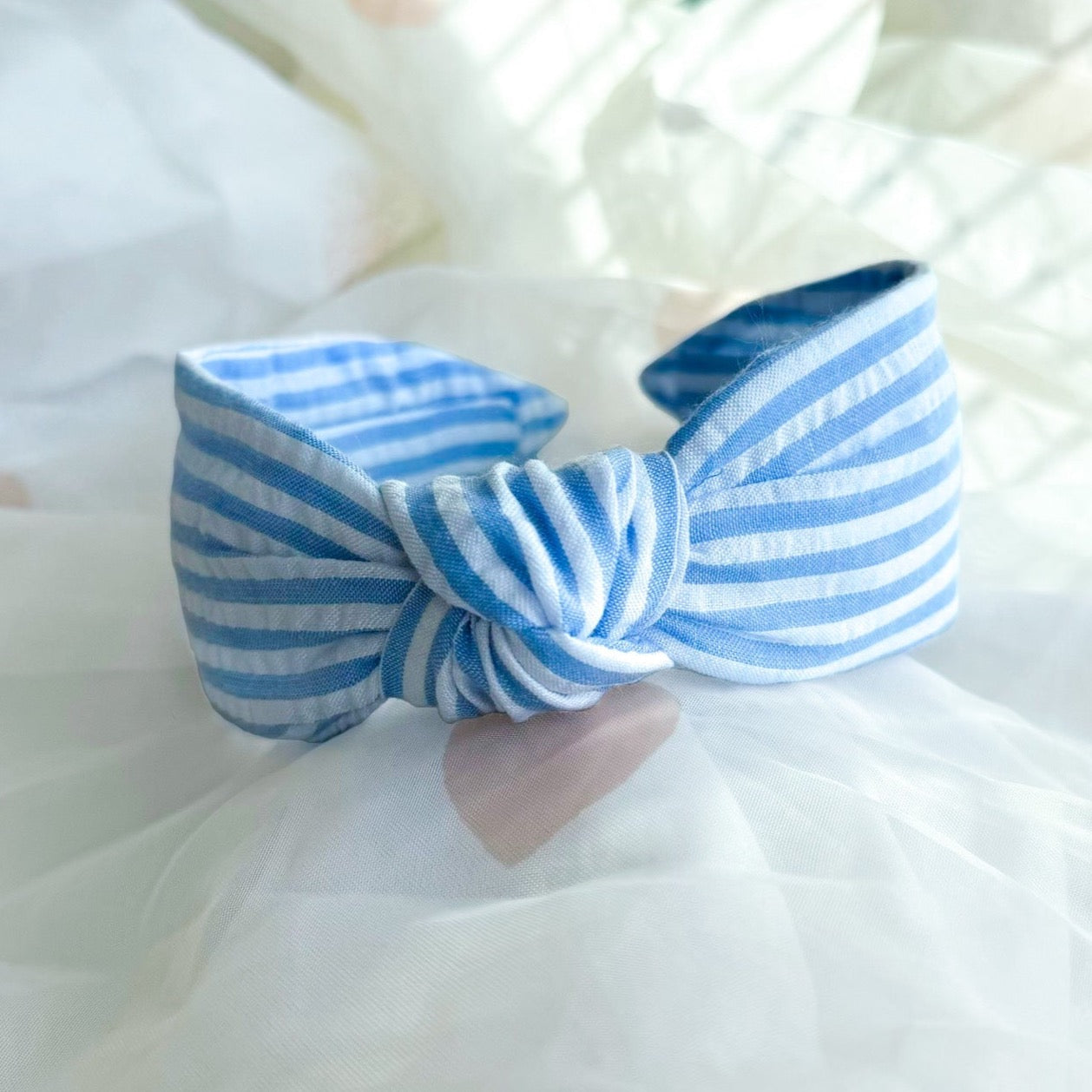 Blue Stripe Knot Headband