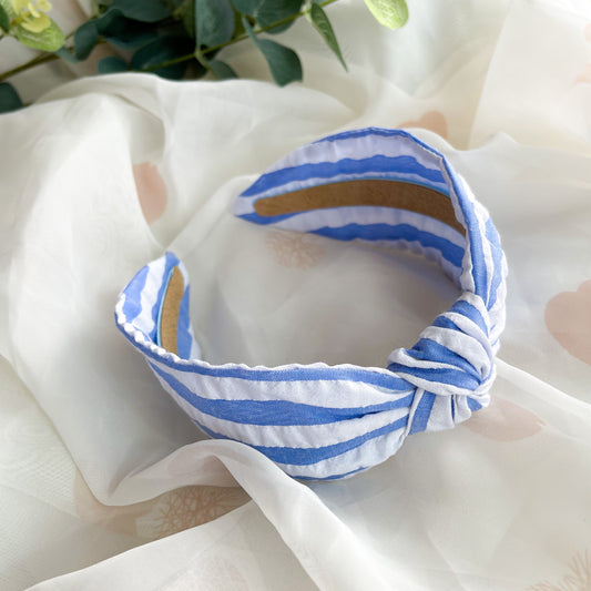 Blue Stripe Knot Headband