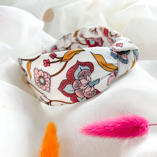 White Floral Knot Headband