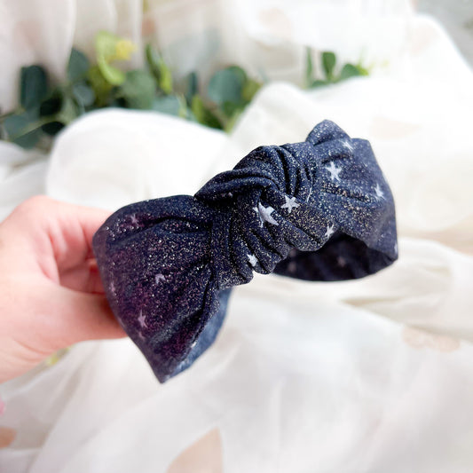 Navy Glitter Knot Headband