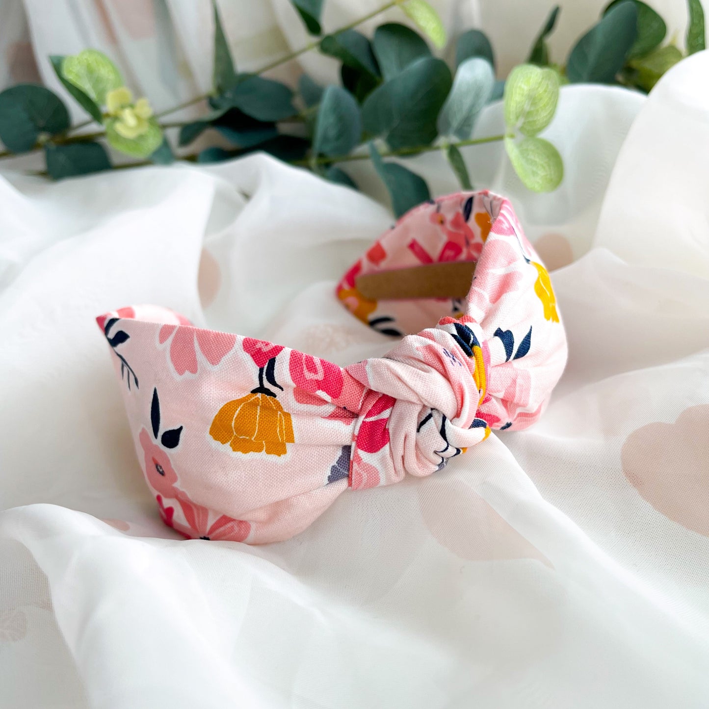 Pink Floral Knot Headband