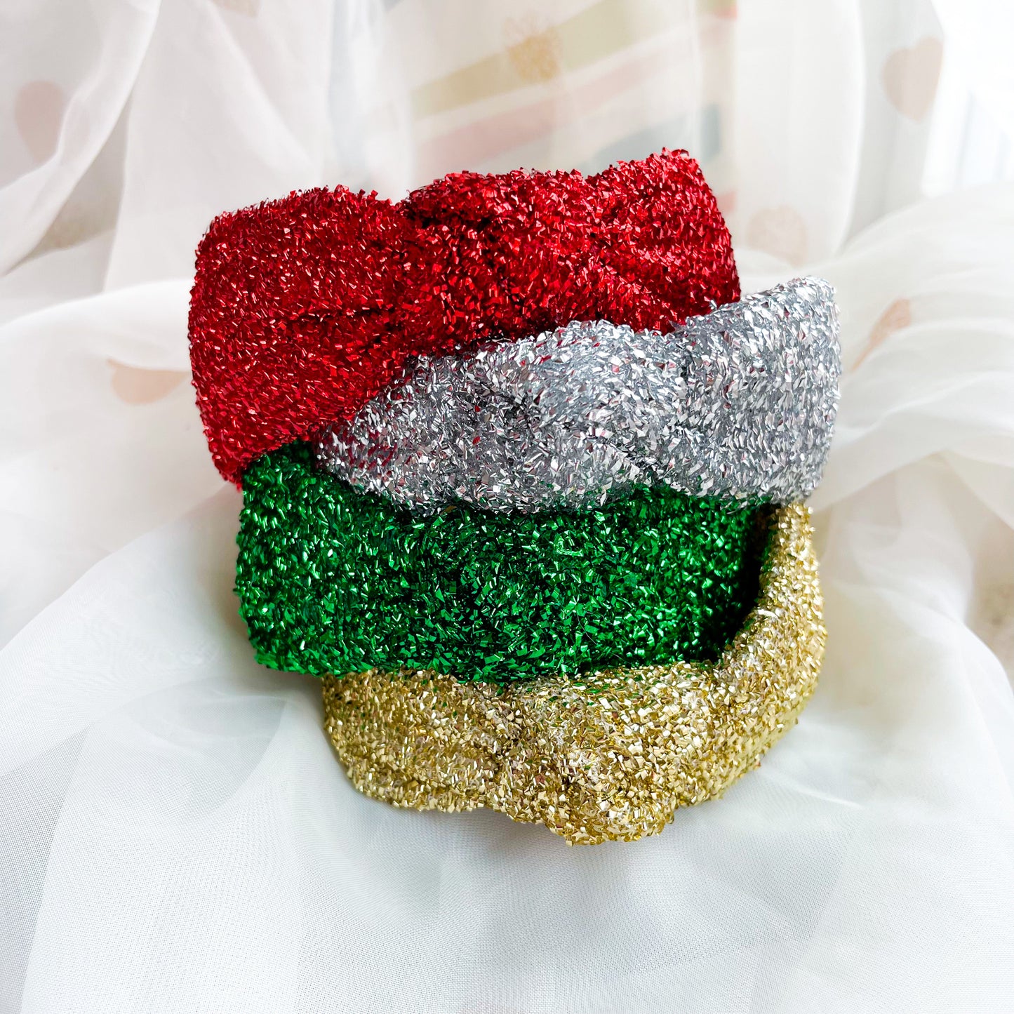Green Tinsel Knot Headband