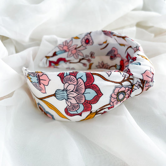 White Floral Knot Headband