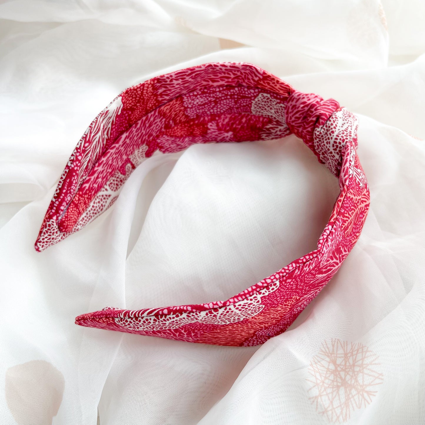 Pink Coral Print Knot Headband
