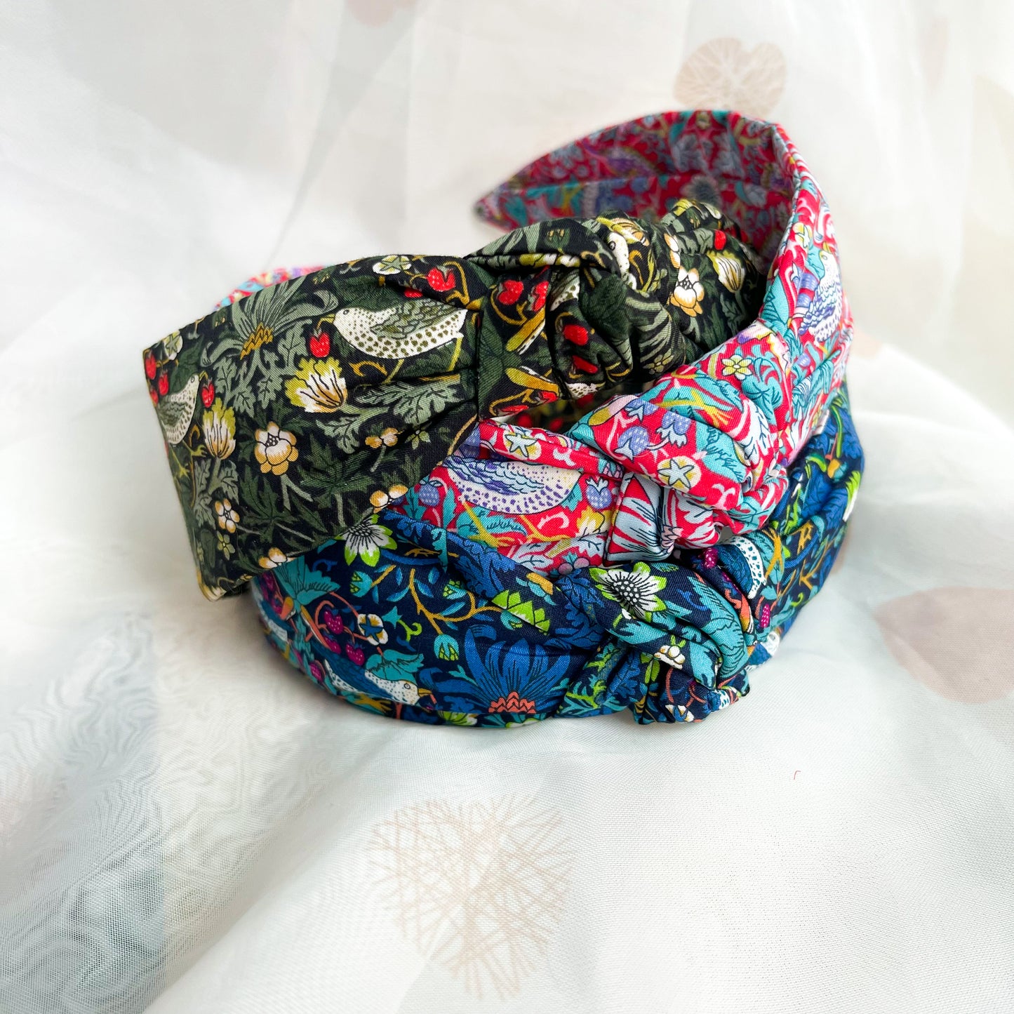 Strawberry Thief Red Liberty of London Print Knot Headband