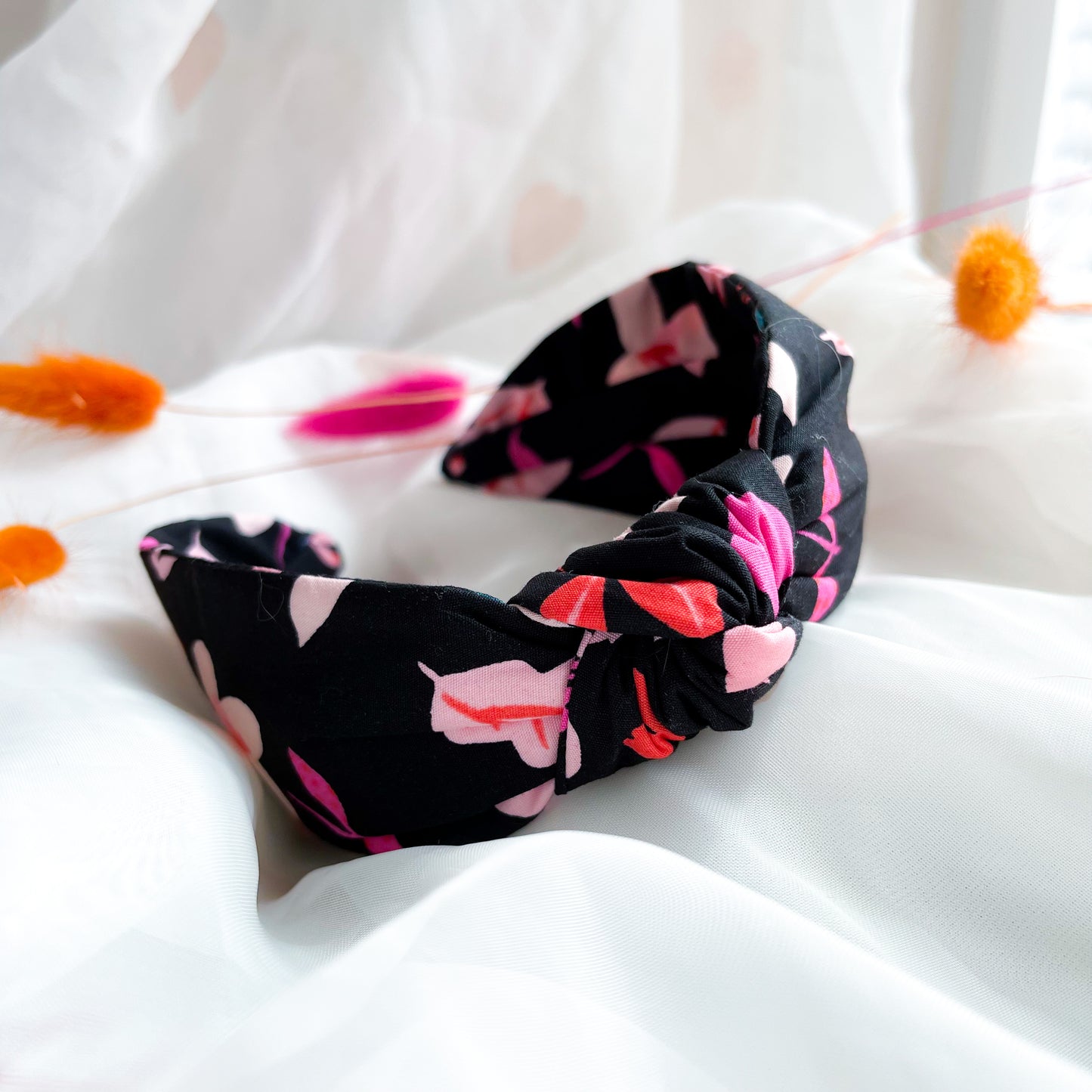 Black Floral Knot Headband