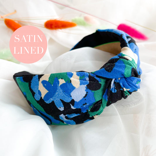 Mermaid Floral Satin Lined Knot Headband
