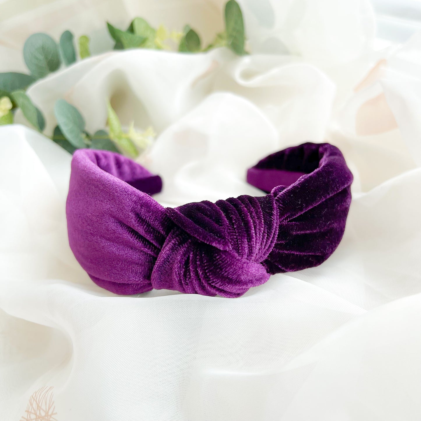 Purple Velvet Knot Headband