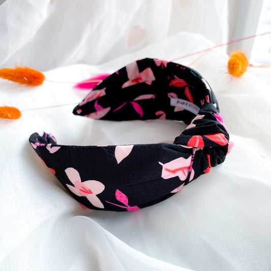 Black Floral Knot Headband