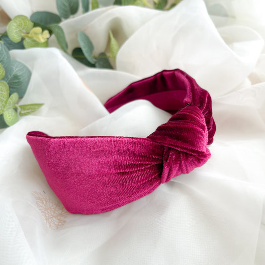 Pink Velvet Knot Headband