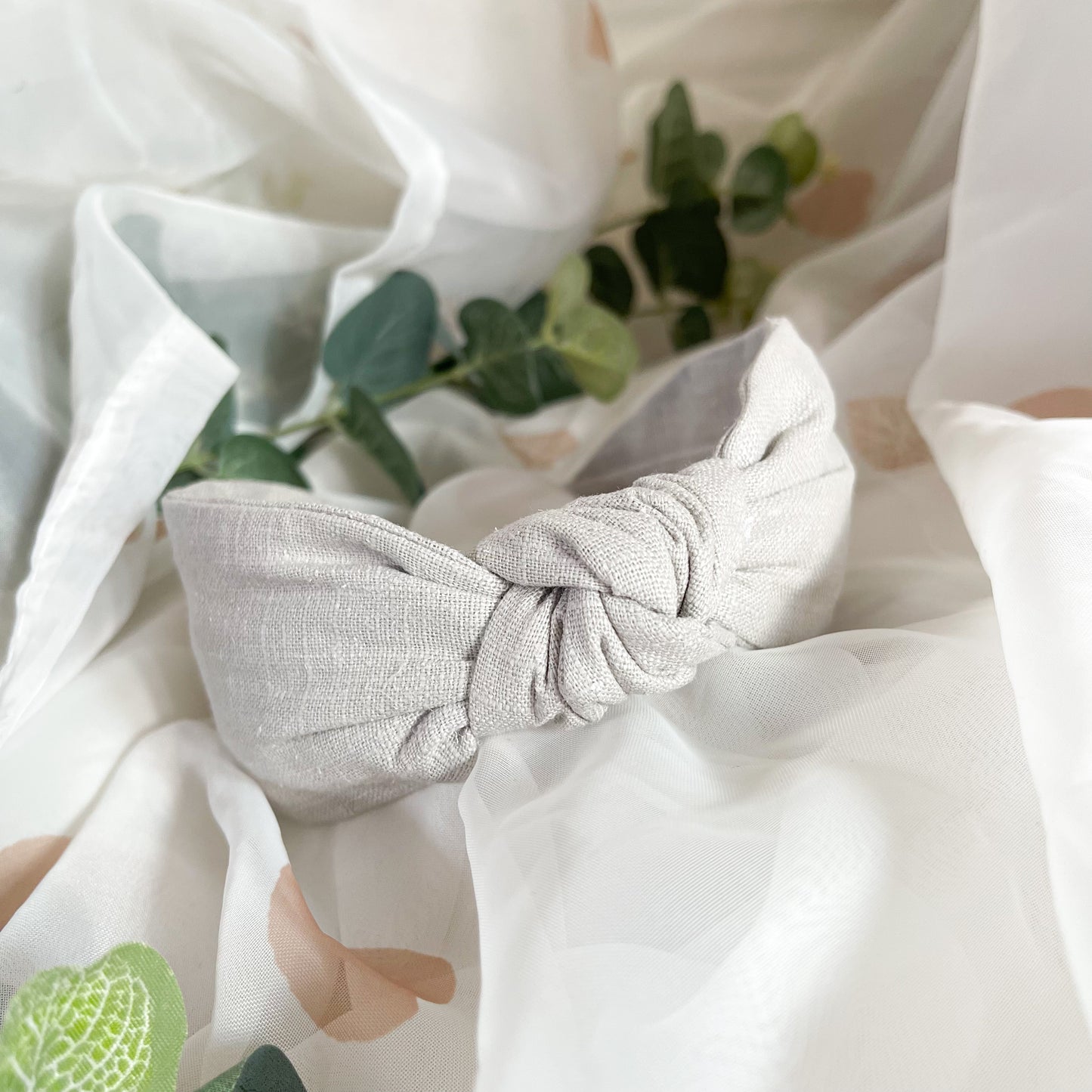 Taupe Linen Knot Headband