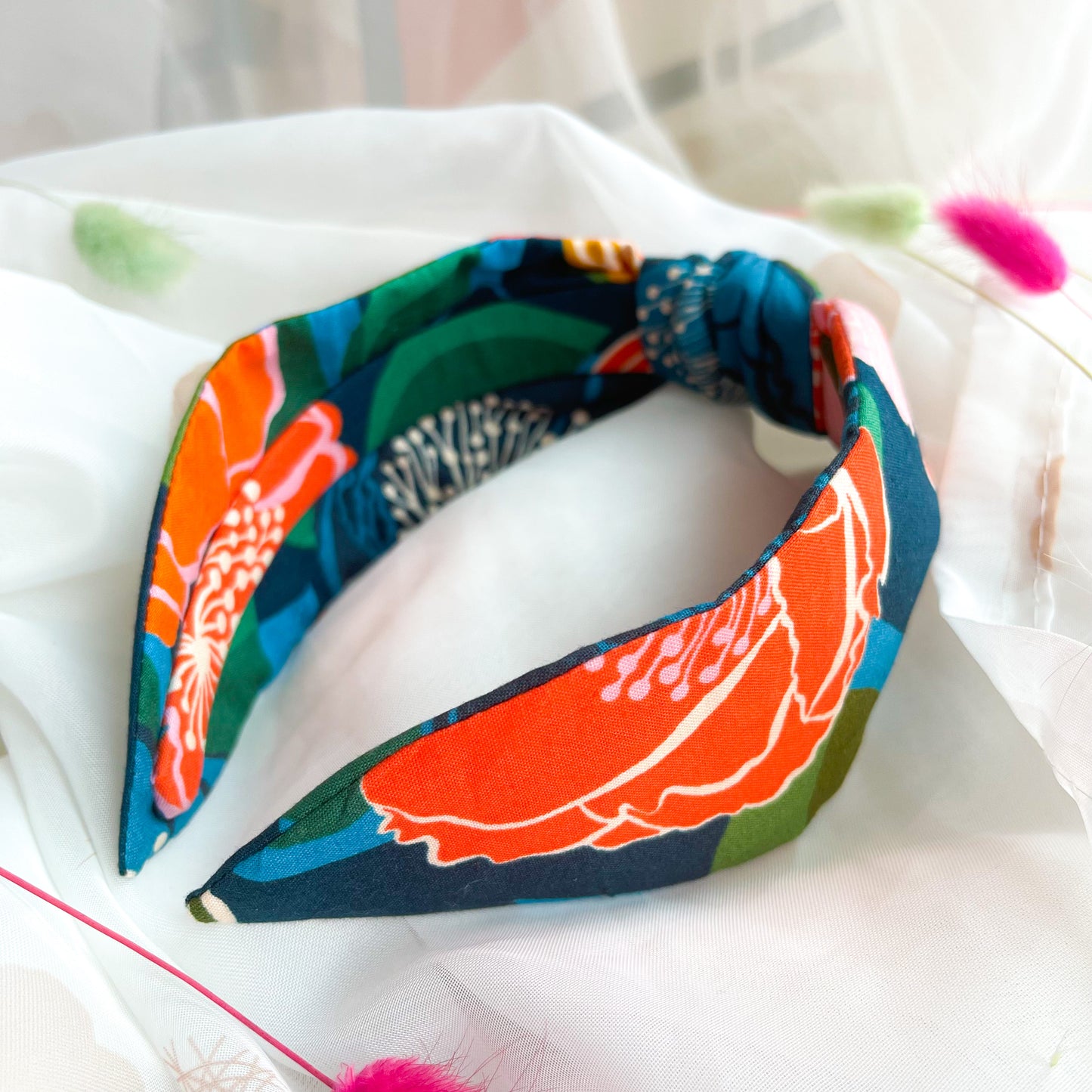 Turquoise Floral Knot Headband