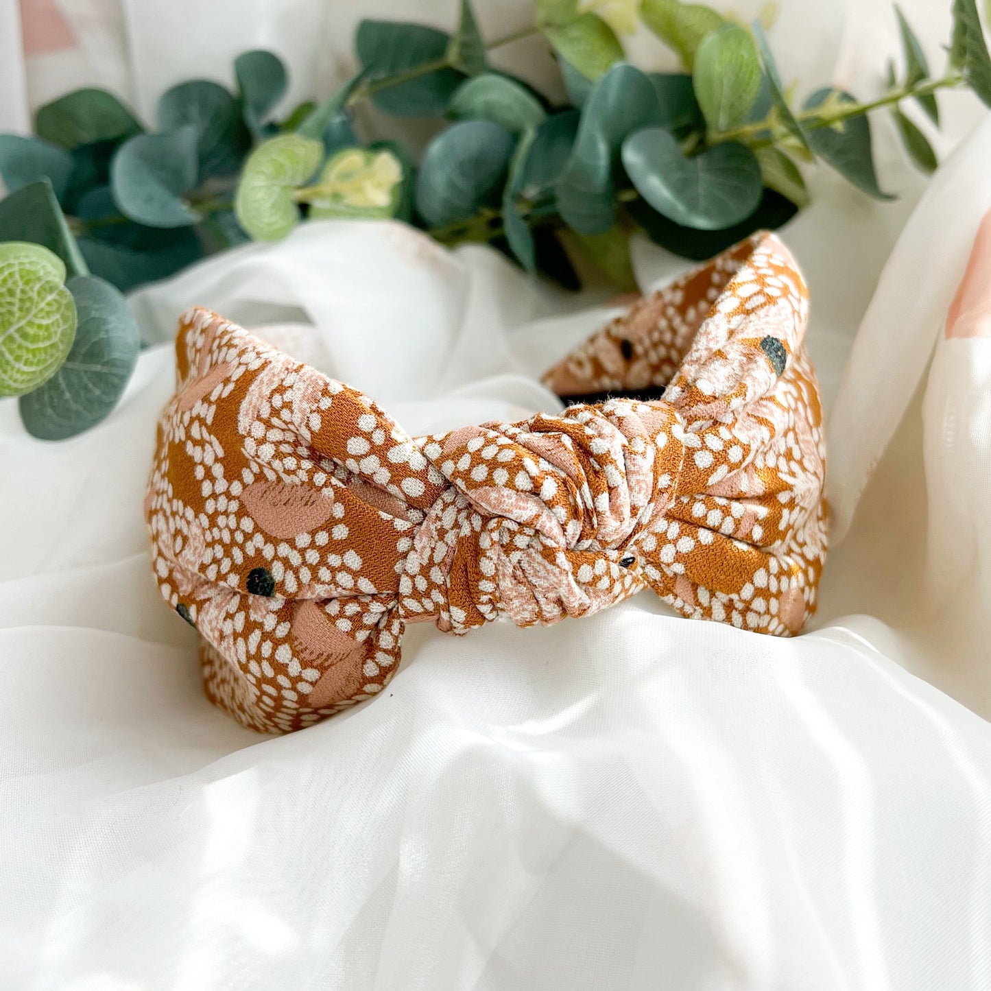 Mustard Floral Print Knot Headband