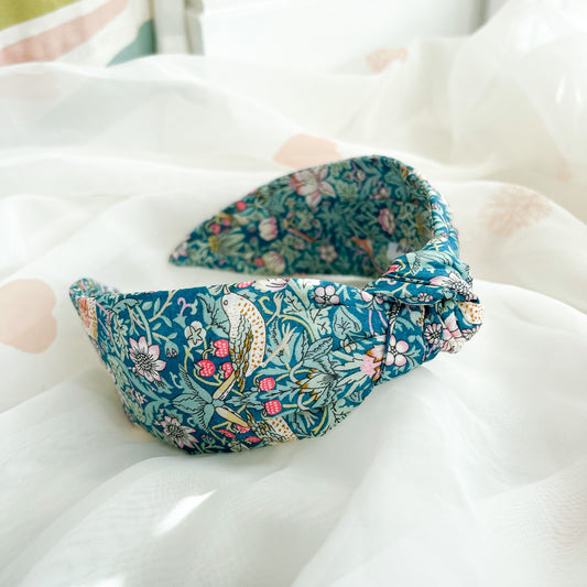 Strawberry Thief Teal Liberty of London Print Knot Headband