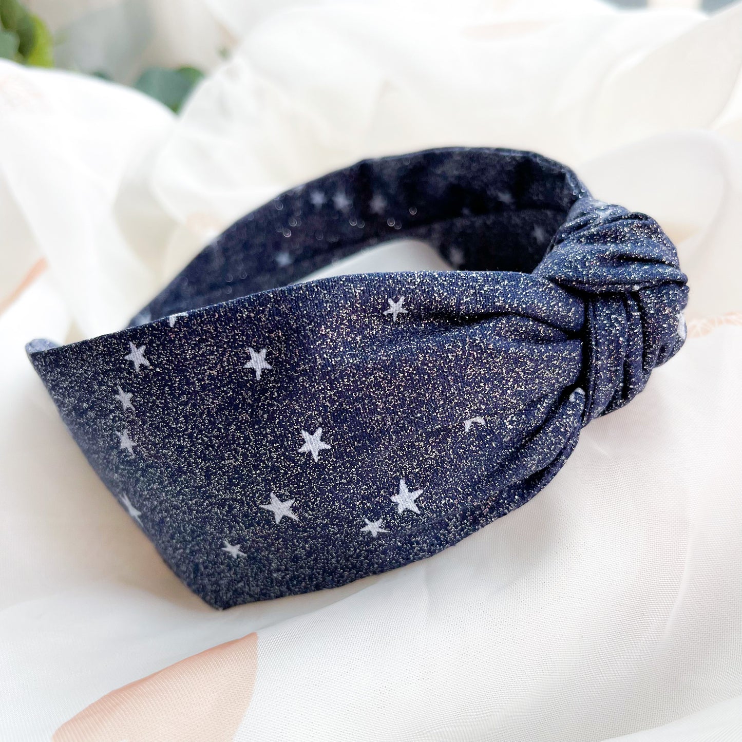 Navy Glitter Knot Headband