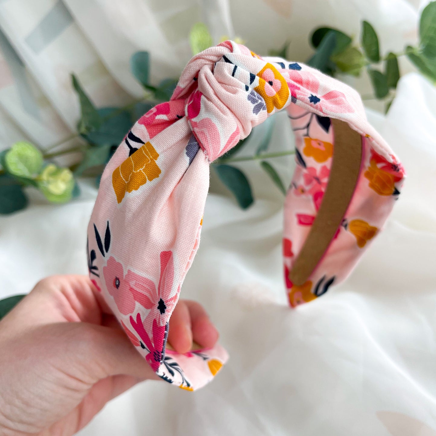 Pink Floral Knot Headband