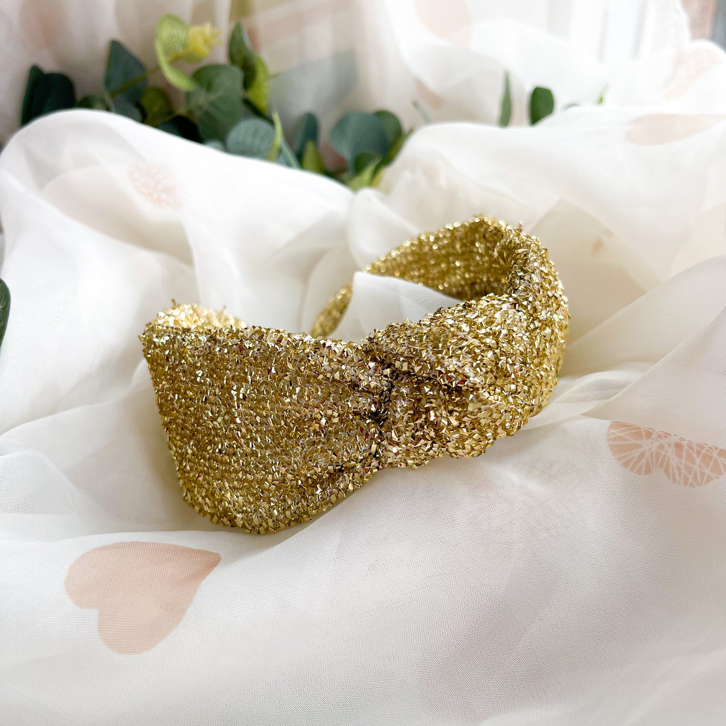Gold Tinsel Knot Headband