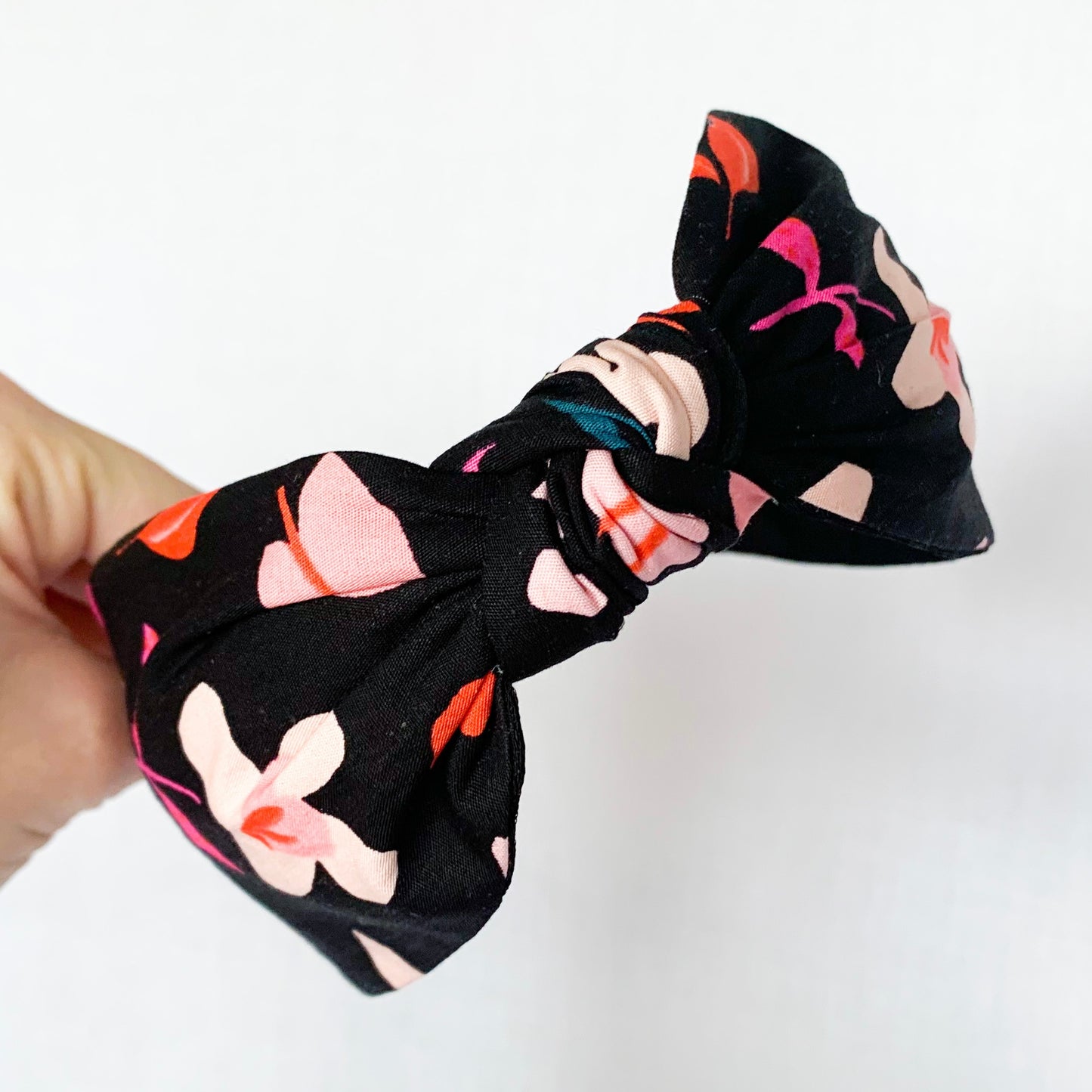 Black floral knot hairband, turban headband for women