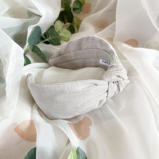 Taupe Linen Knot Headband