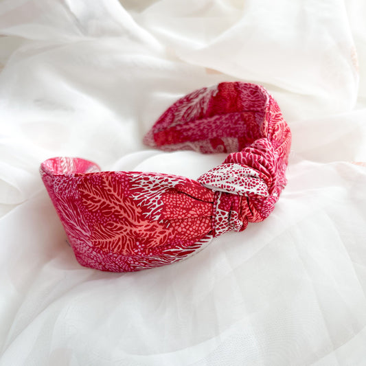 Pink Coral Print Knot Headband